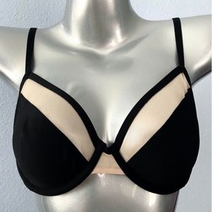 Victorias Secret New Luxe Black & Nude Mesh Unlined Unpadded Demi Bra